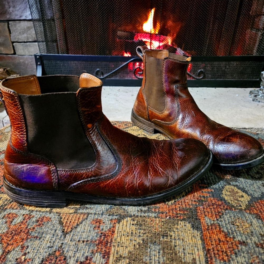 Clarks caramel brown leather boots in 12